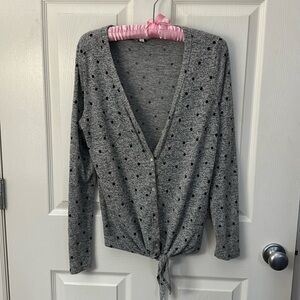 Grey Polka Dot Lucky Brand Knotted Top Medium